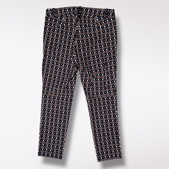 J.Crew Pixie Pants Navy Geometric Print Slim Cropped Ankle Size 6 - Picture 7 of 9